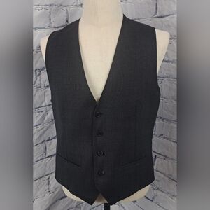 Ted Baker Men's Vest Waistcoat Navy Gray Micro Pattern Italian Fabric 40R Medium